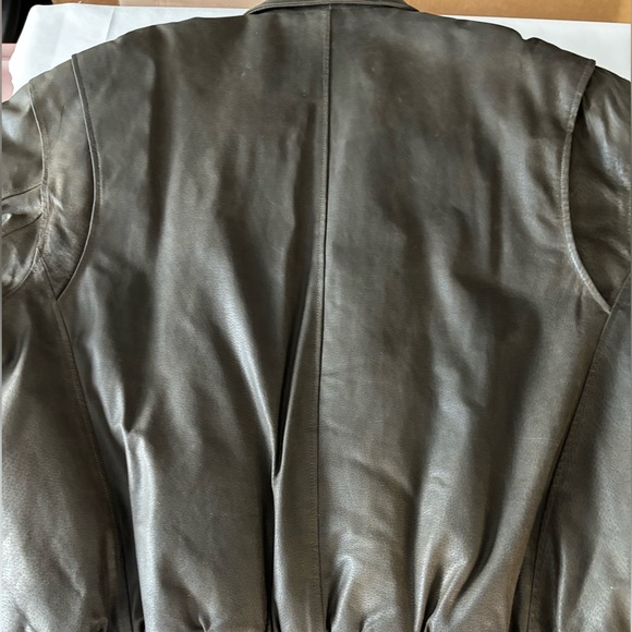 VTG EXCELLED LEATHER BOMBER BIKER JACKET AVIATOR BROWN/MAP GRAPHIC LINER  SZ XXL - Picture 13 of 16